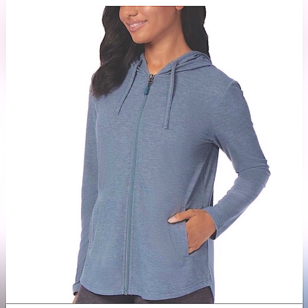 NWT ✅ 32 DEGREES 💙 HEATHER ASH BLUE Zippered HOODIE with Pockets